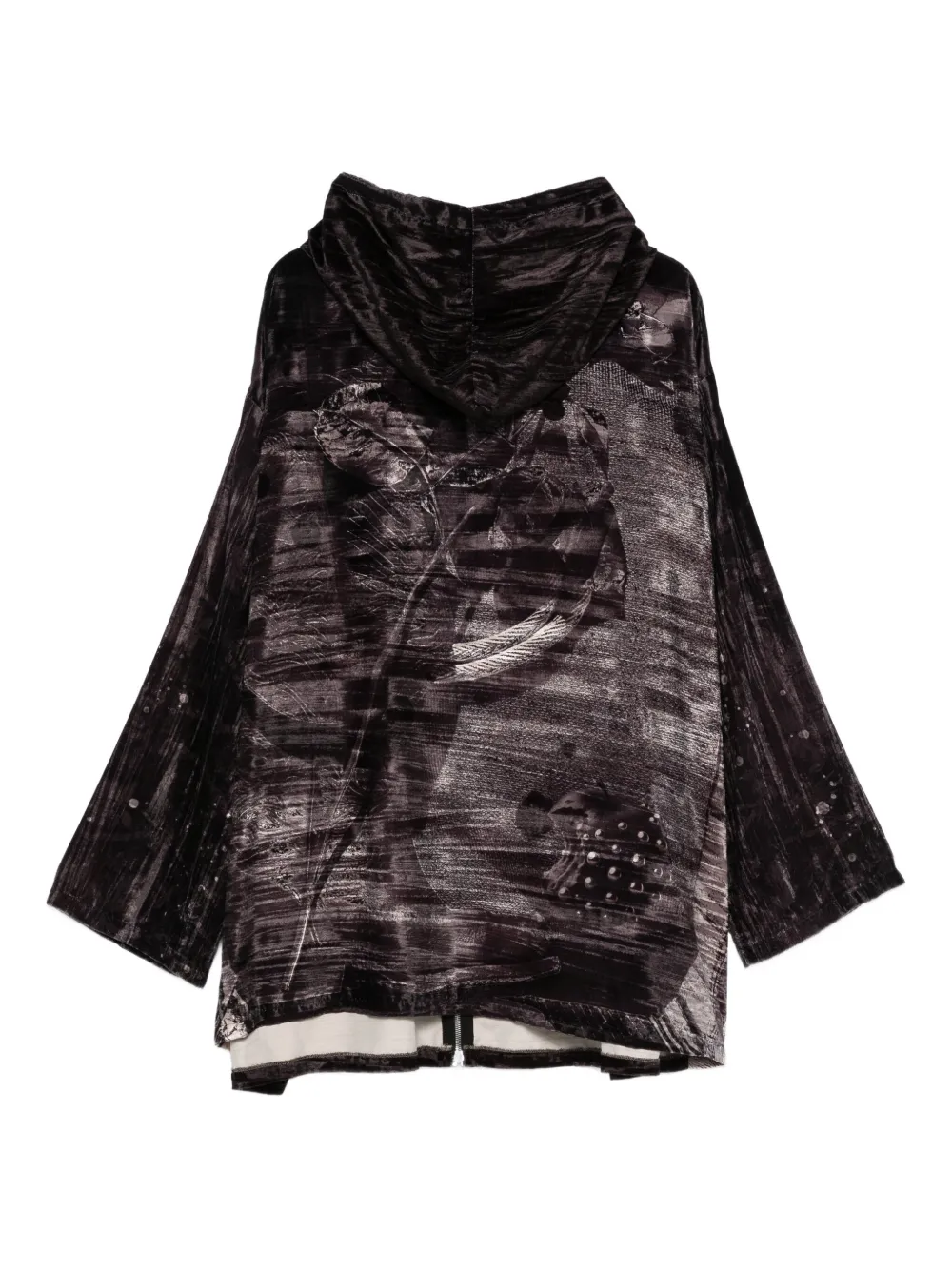 Barbara Bologna velvet graphic-print hoodie - Zwart