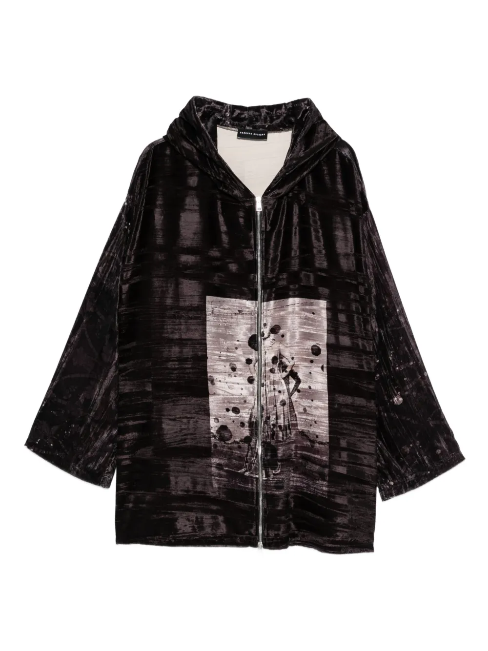 Barbara Bologna velvet graphic-print hoodie | Black | Image 1