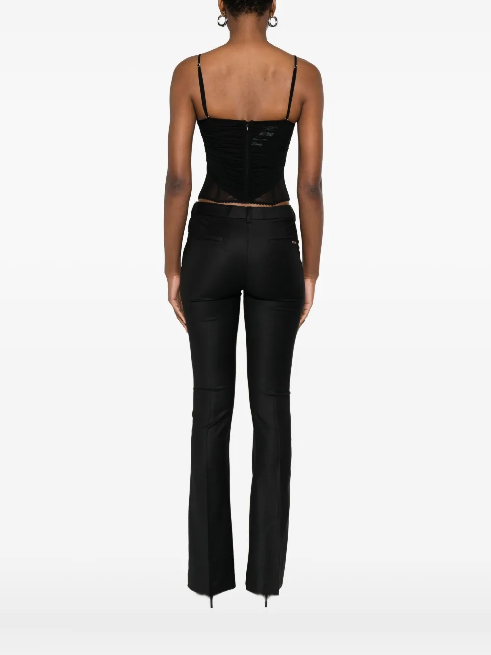 Blumarine Ruched Mesh Top In Black