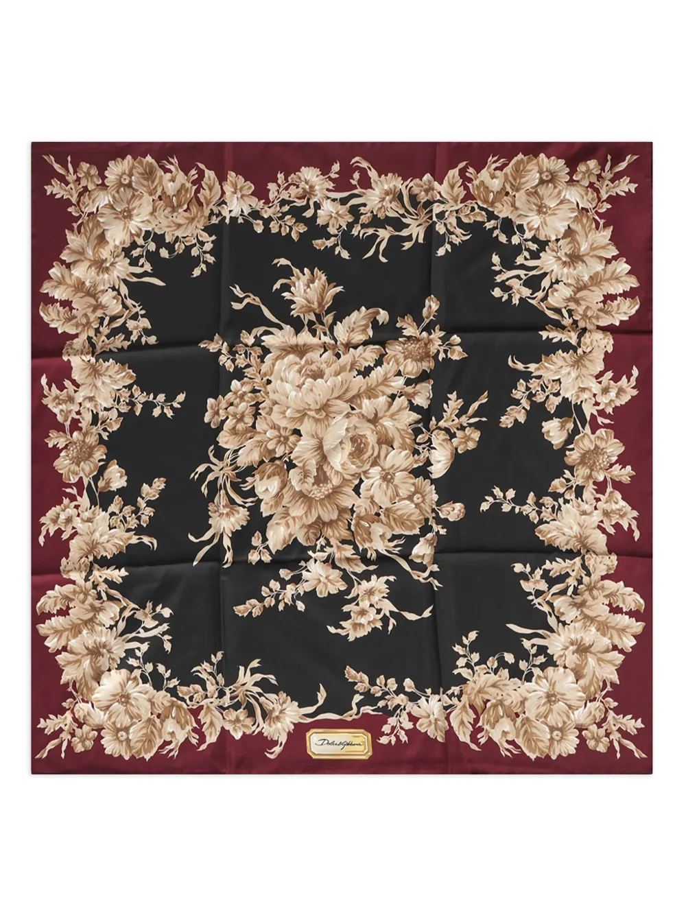 Dolce & Gabbana Floral-print Silk Scarf In Black