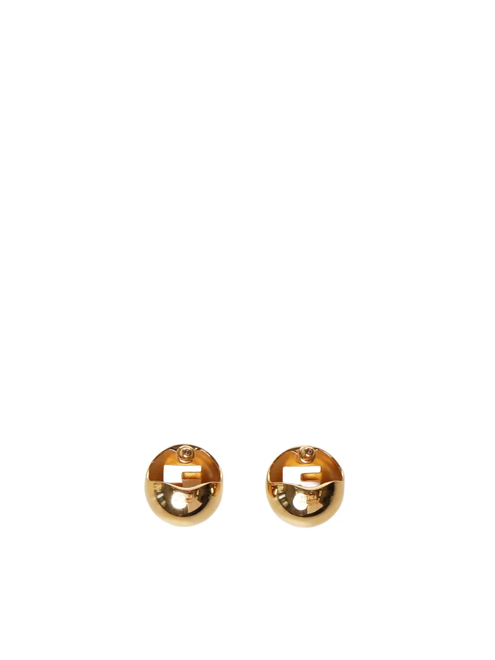 FENDI logo-cut sphere earrings - Geel