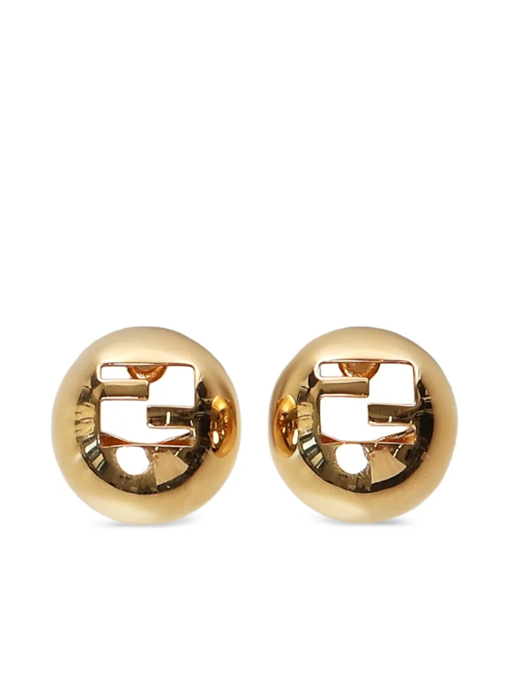 FENDI logo-cut sphere earrings | Yellow | Image 1
