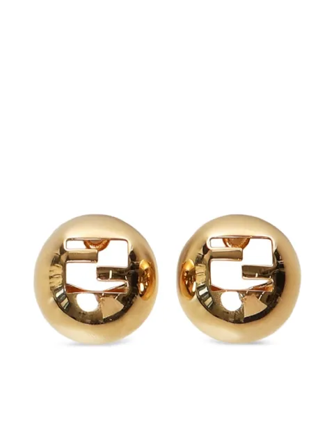 FENDI logo-cut sphere earrings