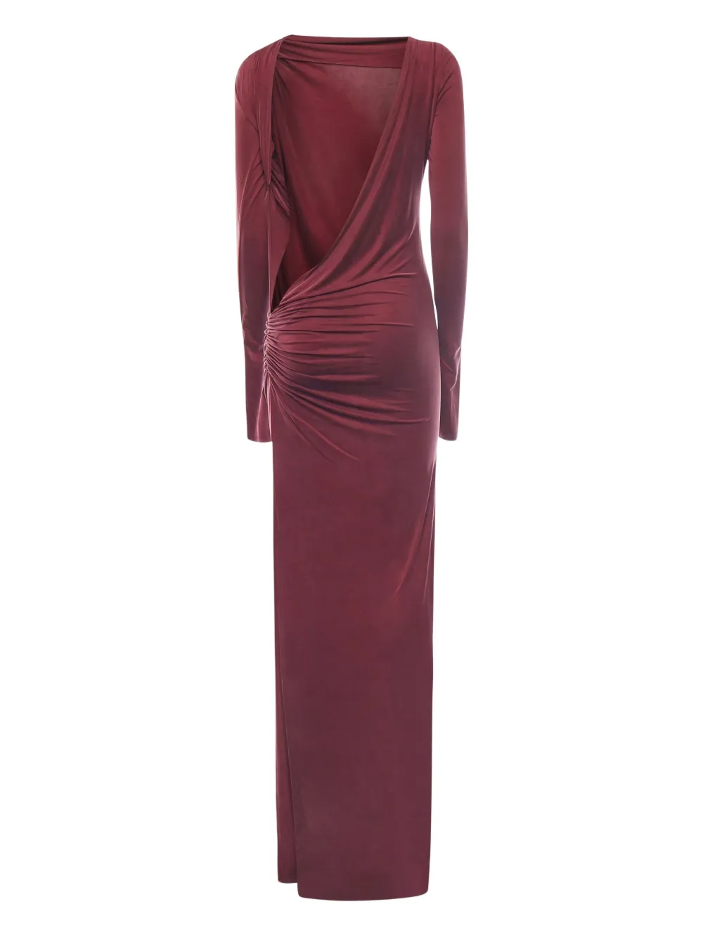 THE ANDAMANE long-sleeve draped dress - Rood
