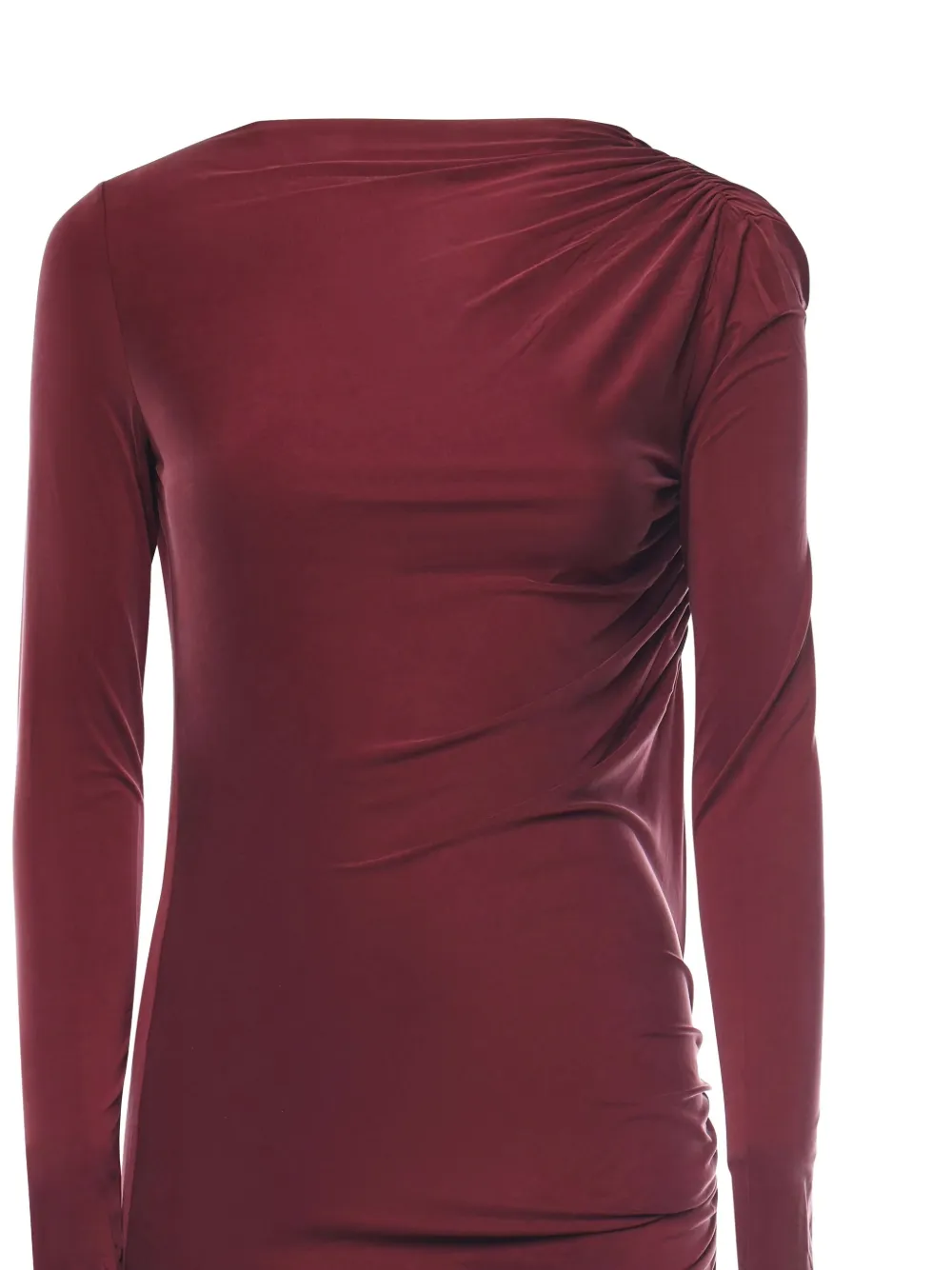 The Andamane Long-sleeve Draped Dress In Red