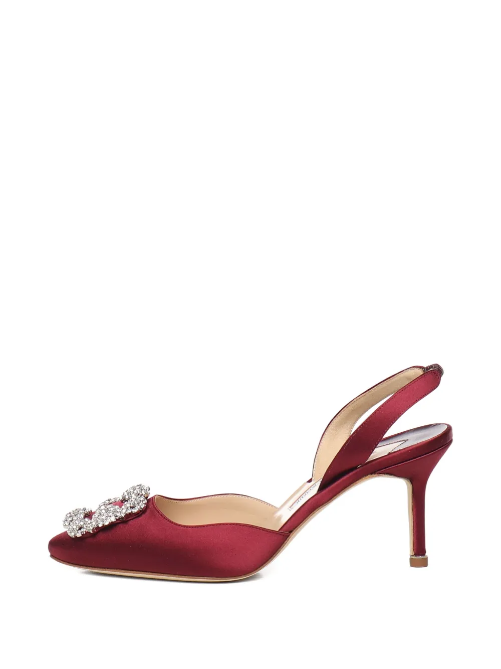 Manolo Blahnik 70mm Crystal-embellished Slingback Pumps In Burgundy