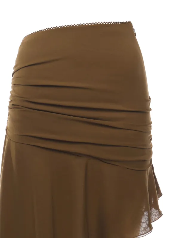 THE ANDAMANE Asymmetric Draped Skirt | Brown | FARFETCH TW