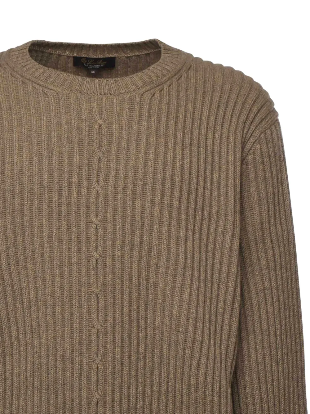 Loro Piana Ribgebreide trui met ronde hals Bruin