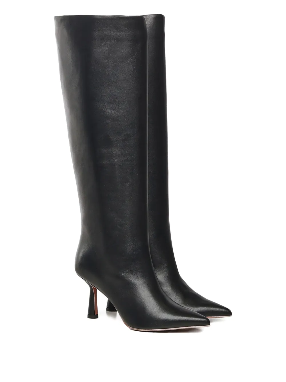Giuliano Galiano 80mm pointed-toe calfskin boots Black