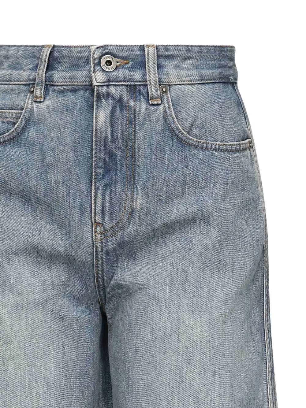 LOEWE leather-patch button-fly jeans - Blauw