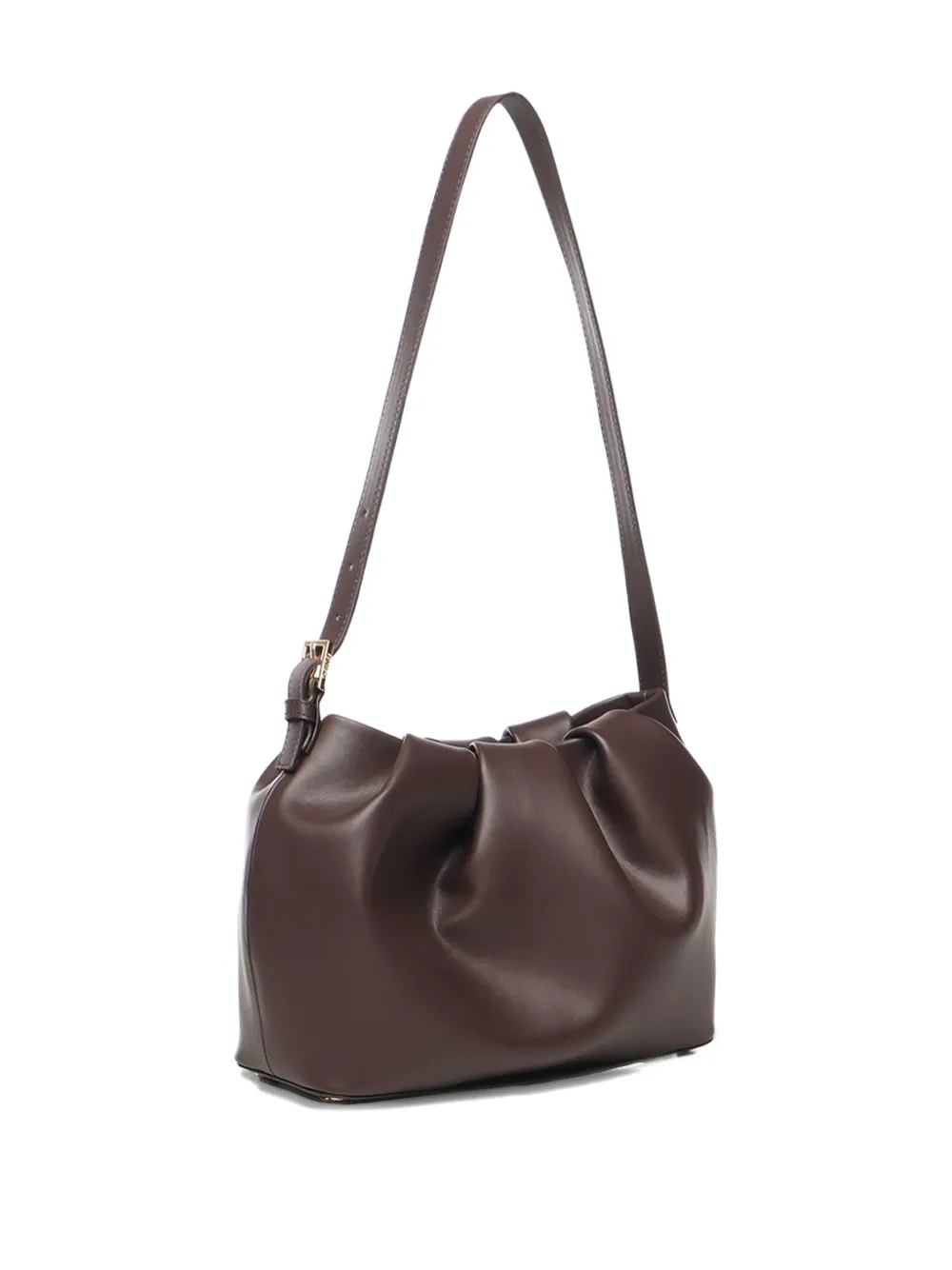 Themoirè Lara geplooide schoudertas Bruin