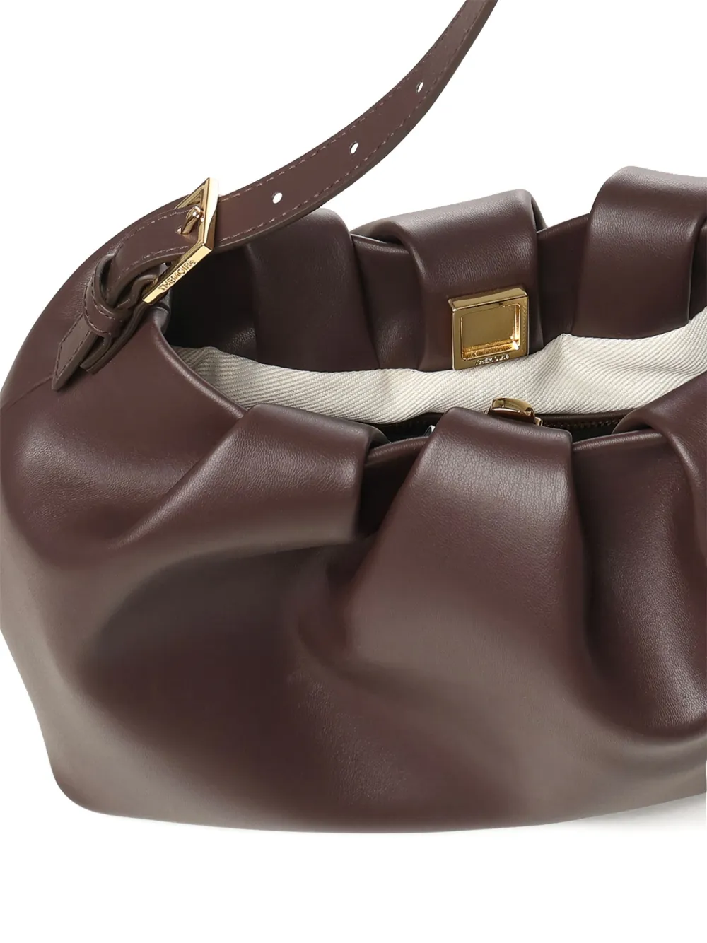Themoirè Lara geplooide schoudertas Bruin