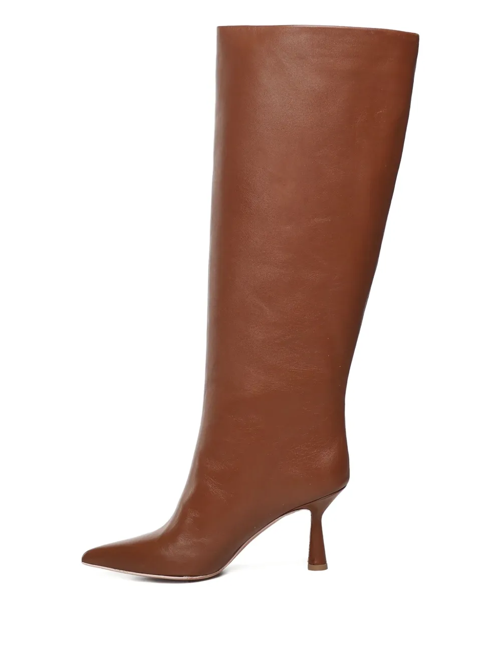 Giuliano Galiano 80mm pointed-toe calfskin boots Brown