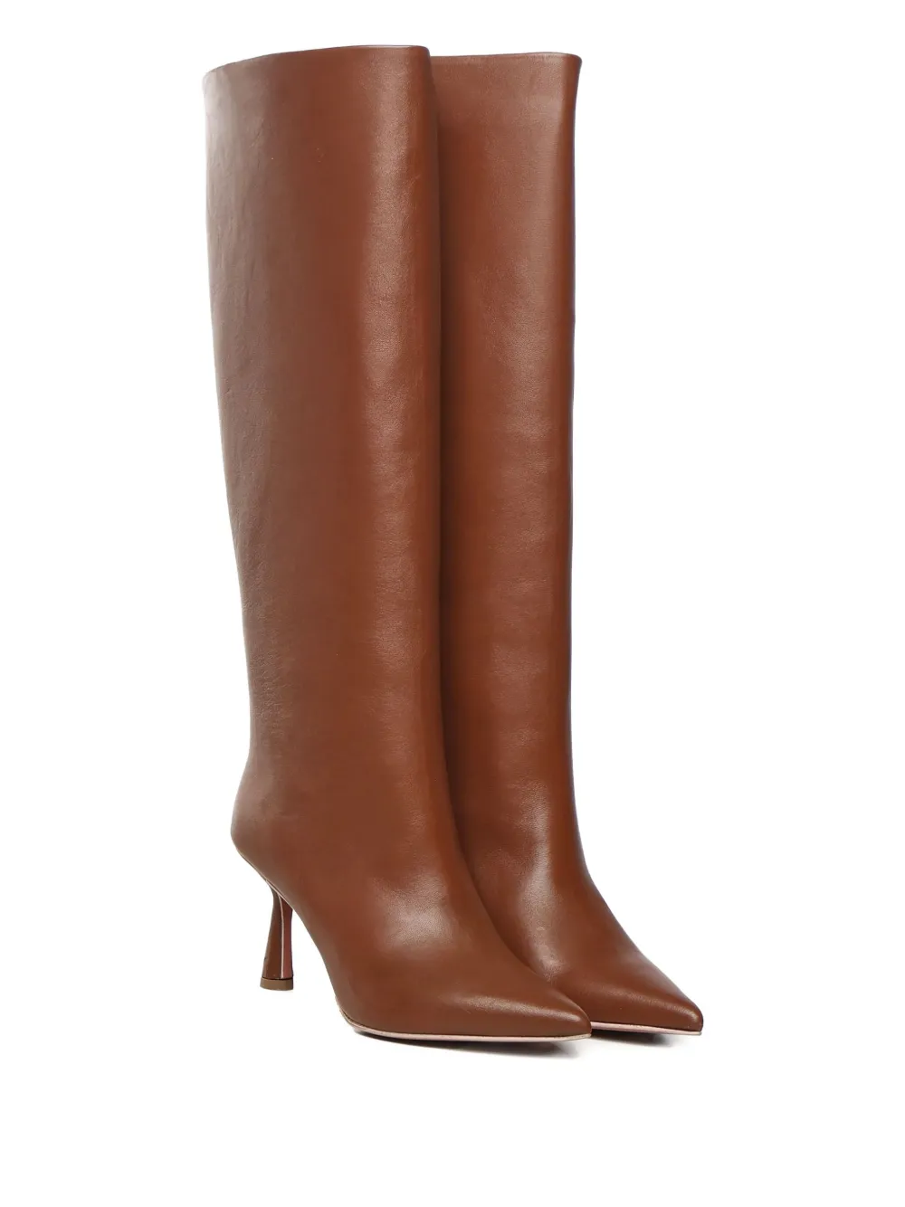 Giuliano Galiano 80mm pointed-toe calfskin boots Brown