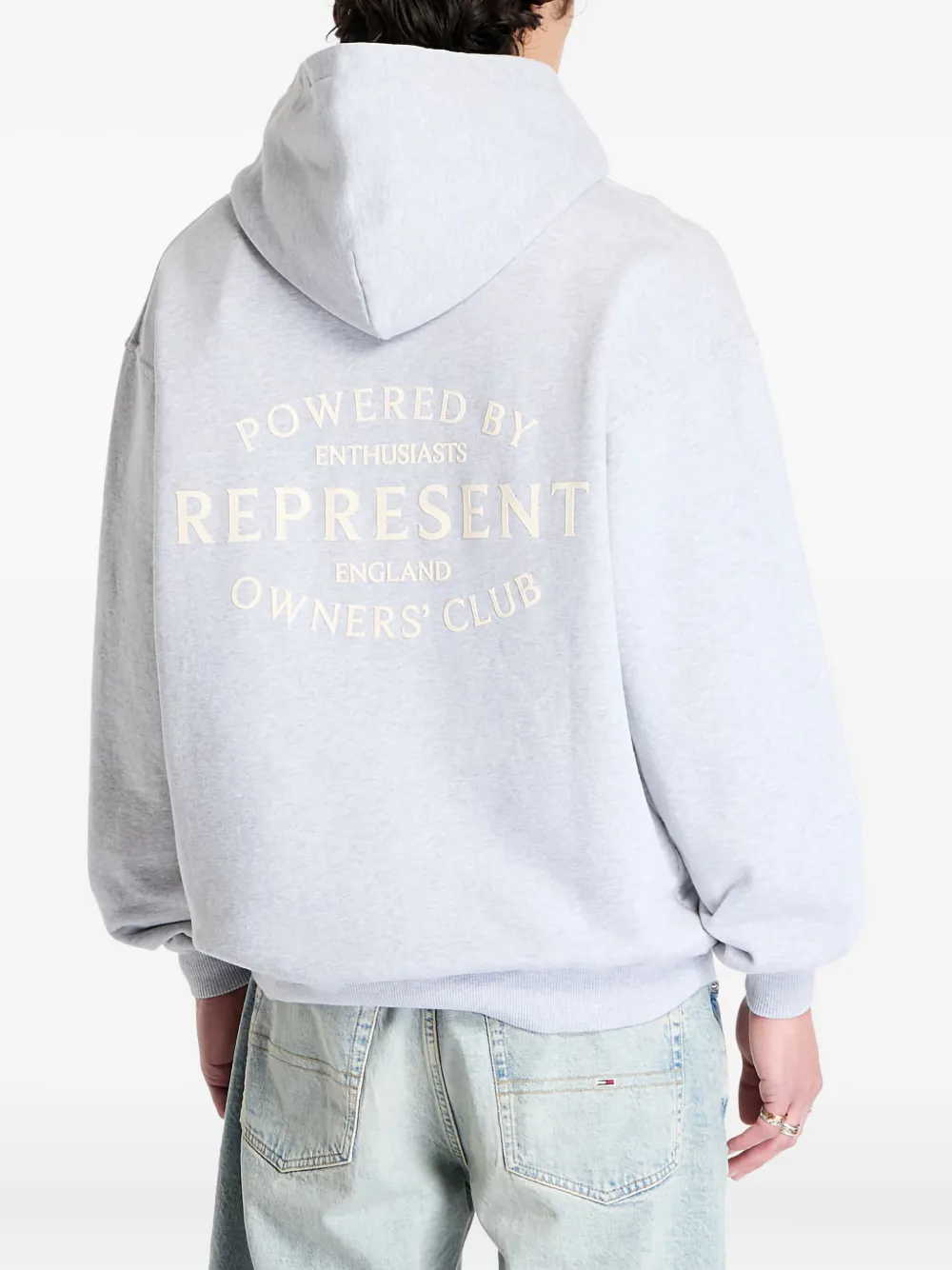 Represent Owners Club Stamp Cotton Hoodie In Gray