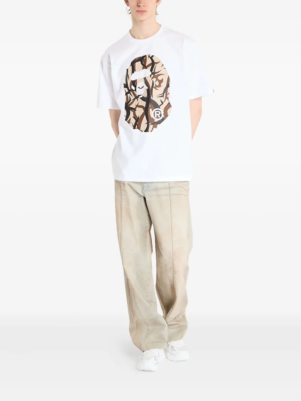 A Bathing Ape Graphic-print Cotton T-shirt In White