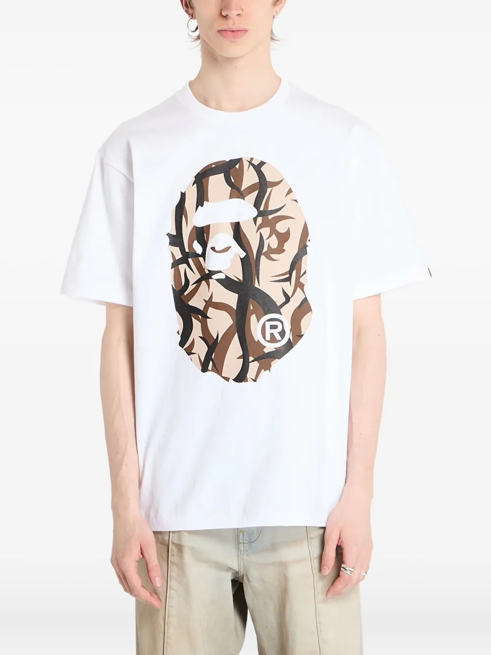 A Bathing Ape Graphic-print Cotton T-shirt In White