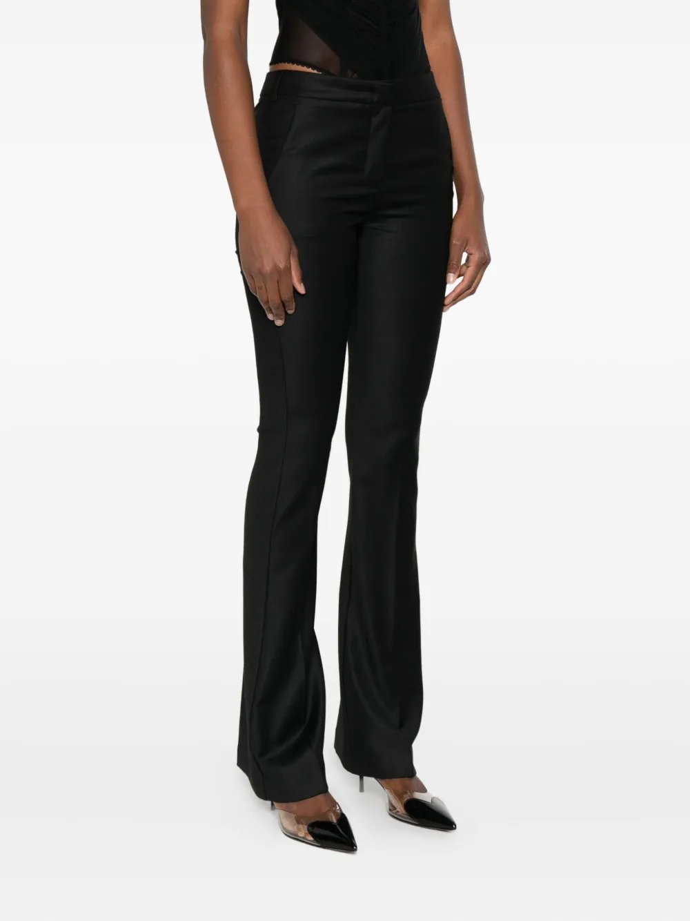 Blumarine Straight broek met paspelzakken Zwart
