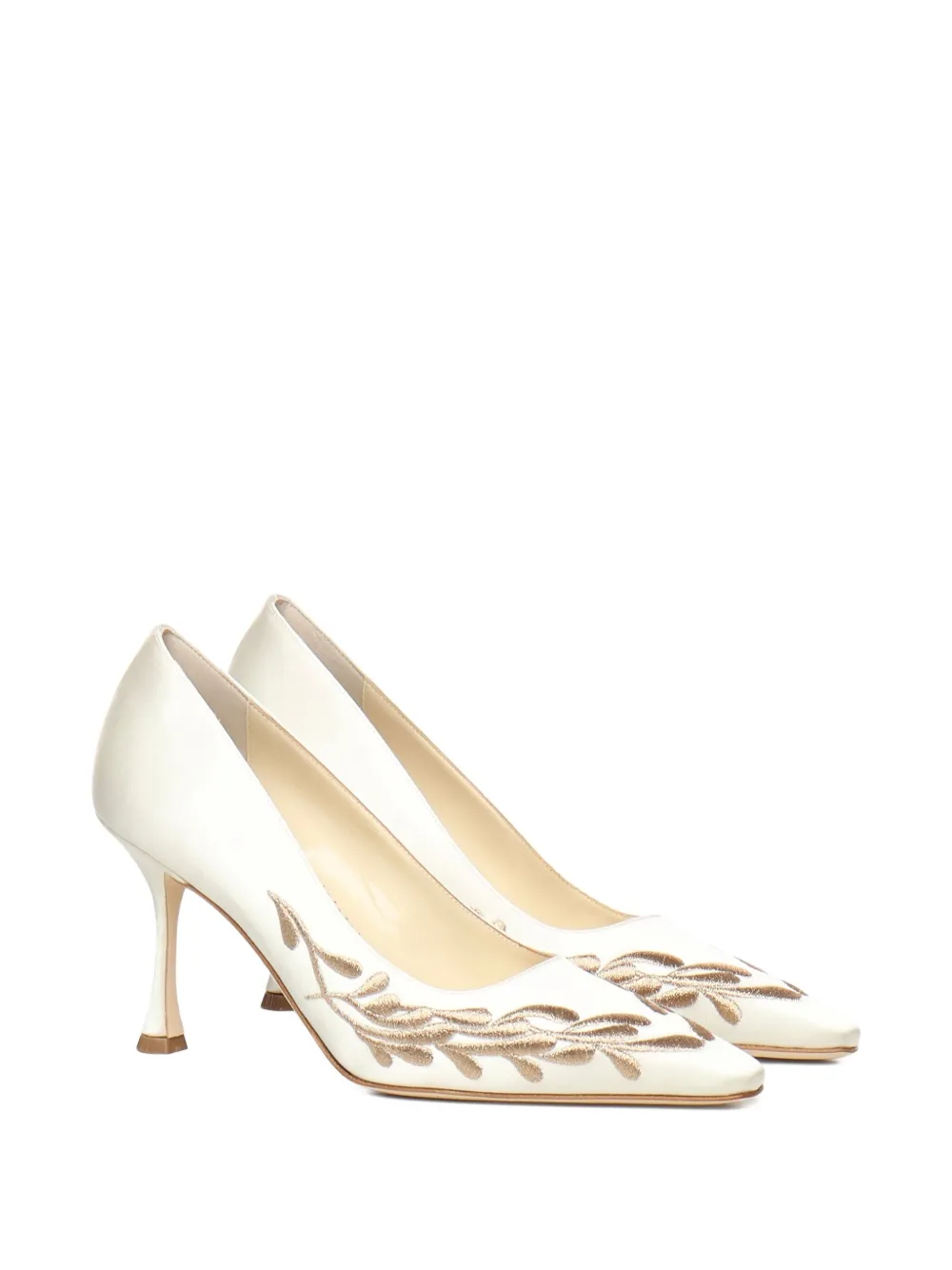 Manolo Blahnik embroidered-paisley pumps White