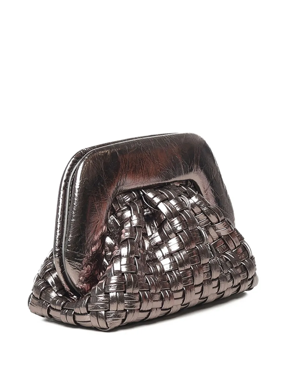 Themoirè Woven Metallic-effect Mini Bag In Silver
