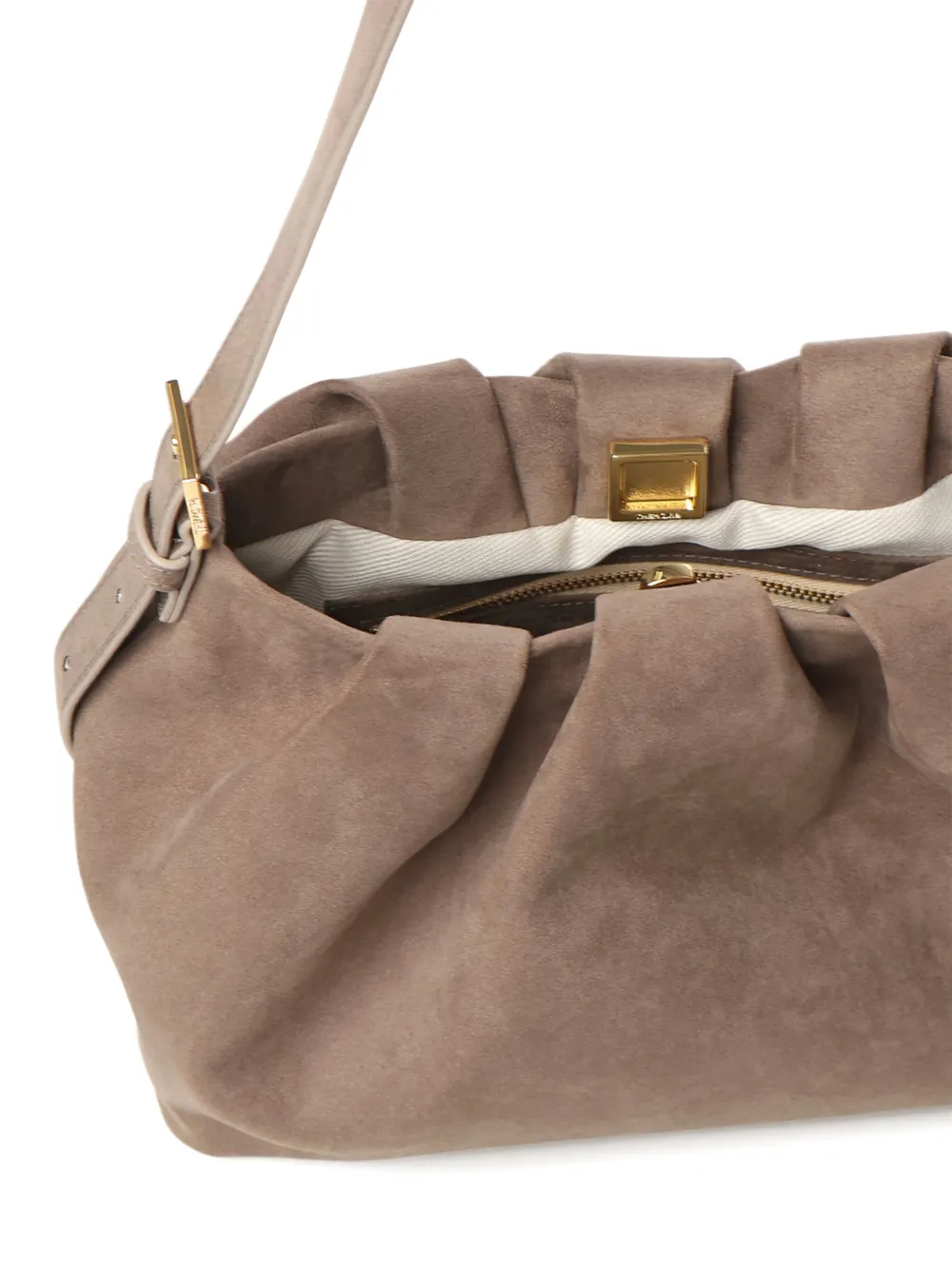 Themoirè Buckle Shoulder Bag In Brown