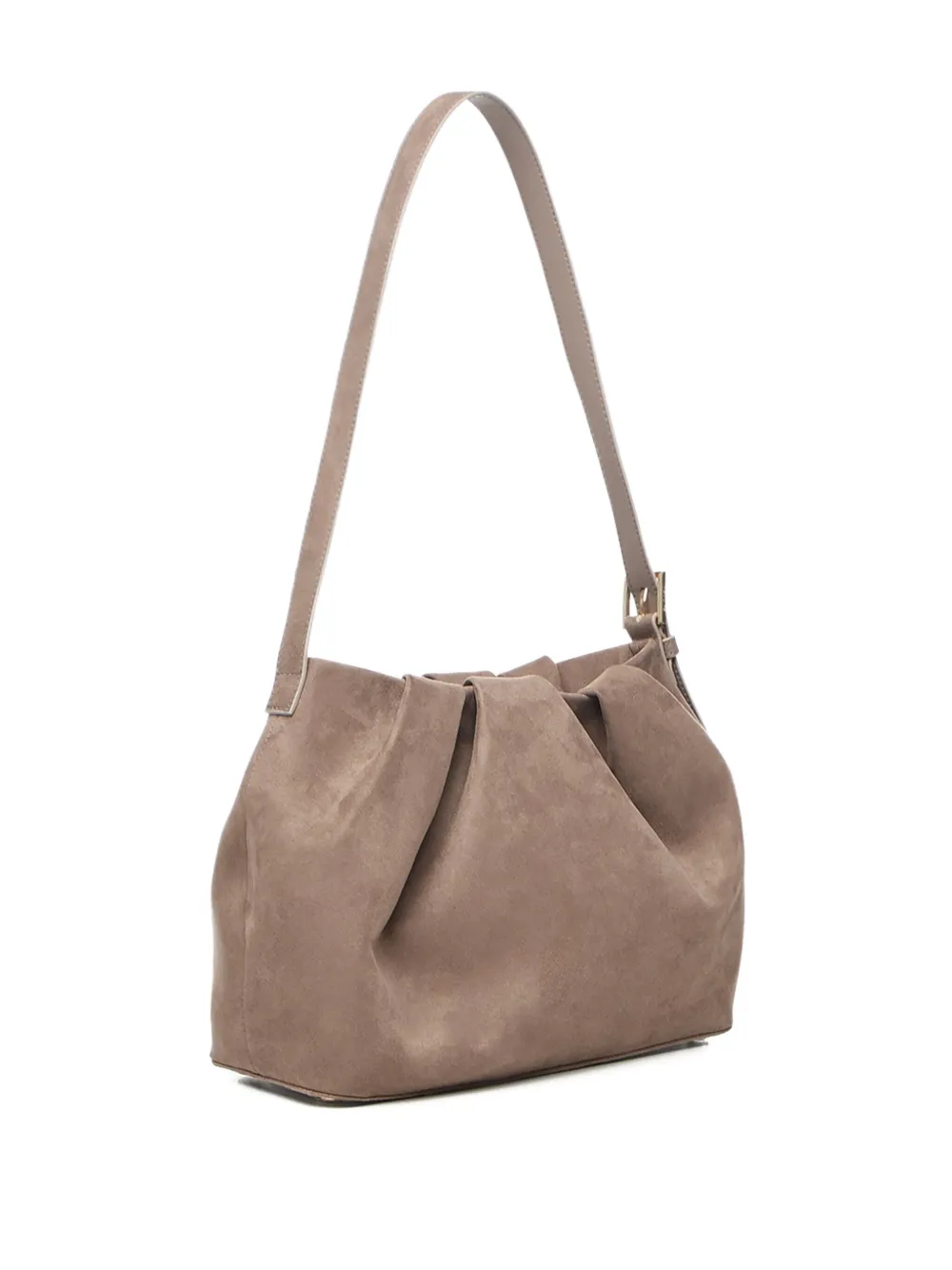 Themoirè Buckle Shoulder Bag In Brown
