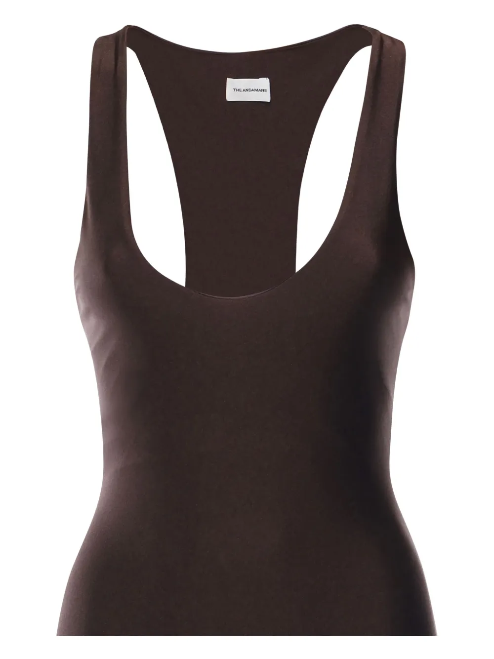 The Andamane Racer-back Scoop-neck Jumpsuit In Brown