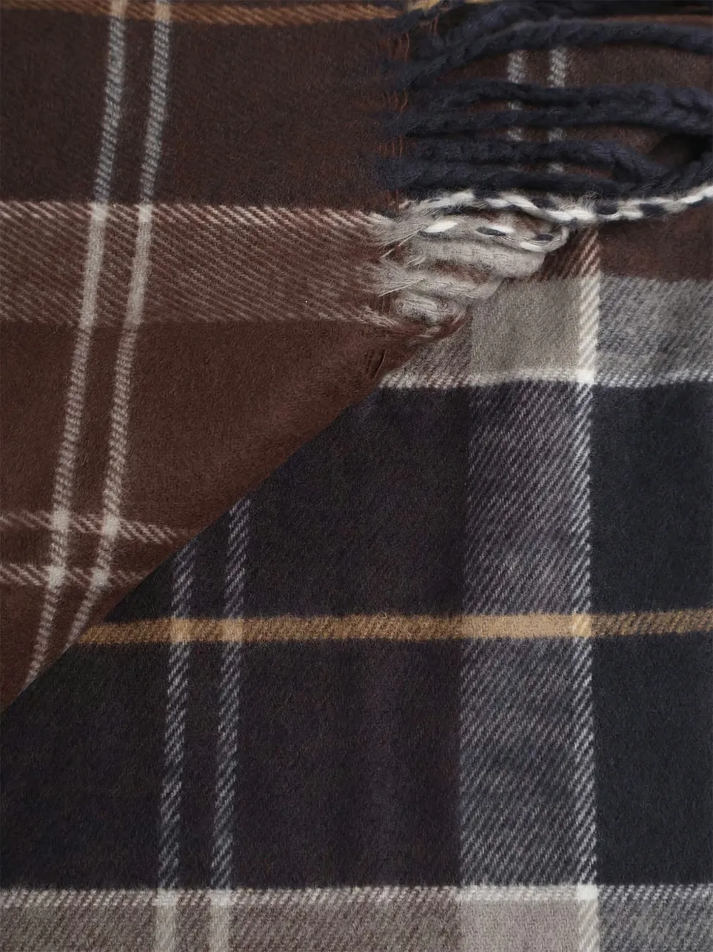 Barbour Checked Scarf And Beanie Set In White