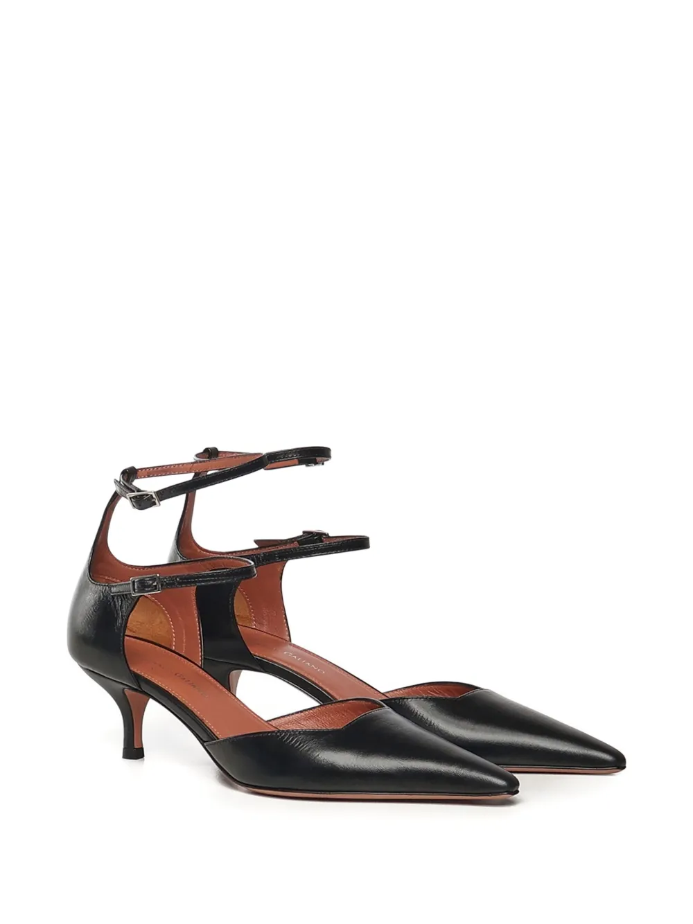 Giuliano Galiano 30mm Double-strap Pointed Pumps In Black