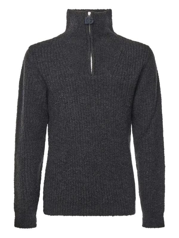 Dolce & Gabbana High-neck Zip-up Sweater in Grey
