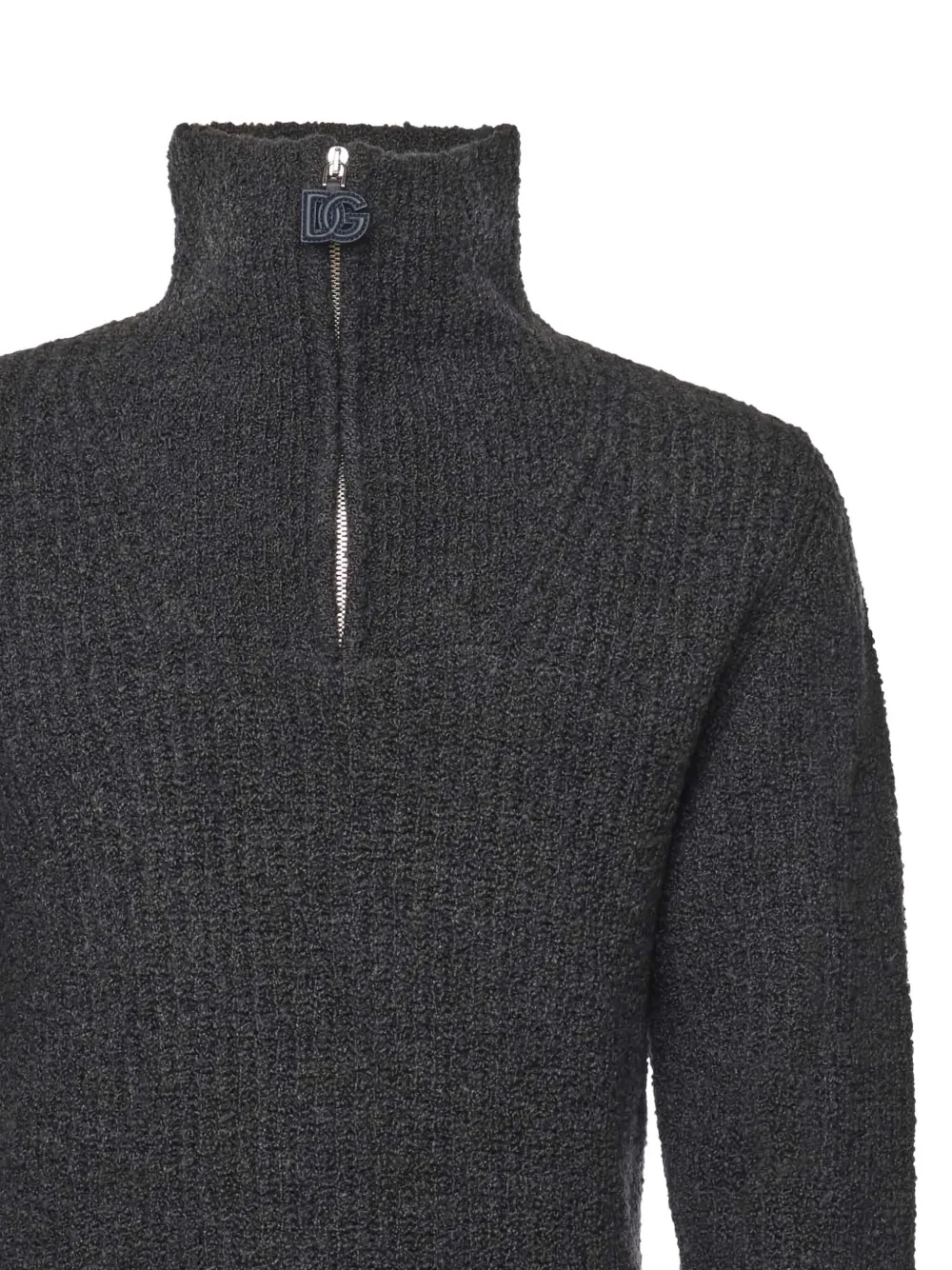 Dolce & Gabbana High-neck Zip-up Sweater In Gray