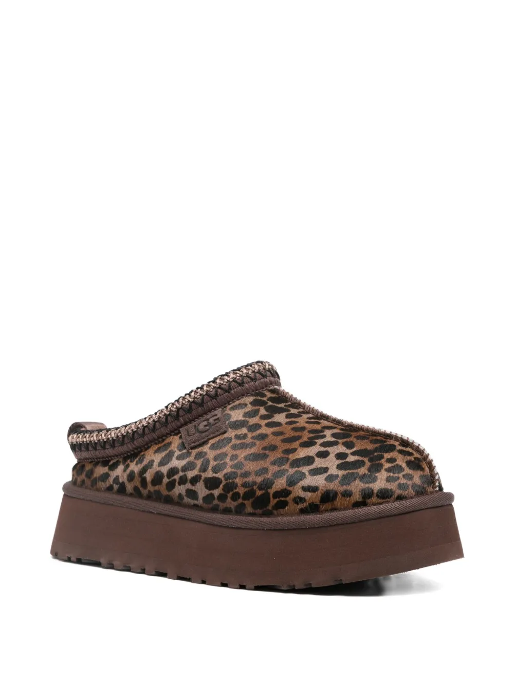 Ugg Tazz Caspian Leopard-print Platform Mules In Brown