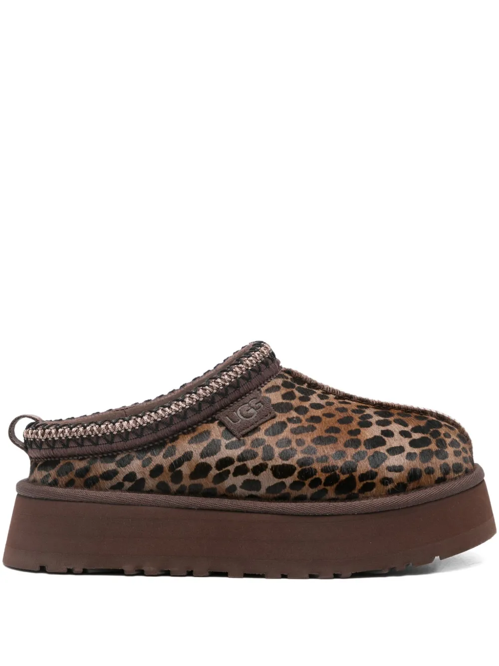 Ugg Tazz Caspian Leopard-print Platform Mules In Brown