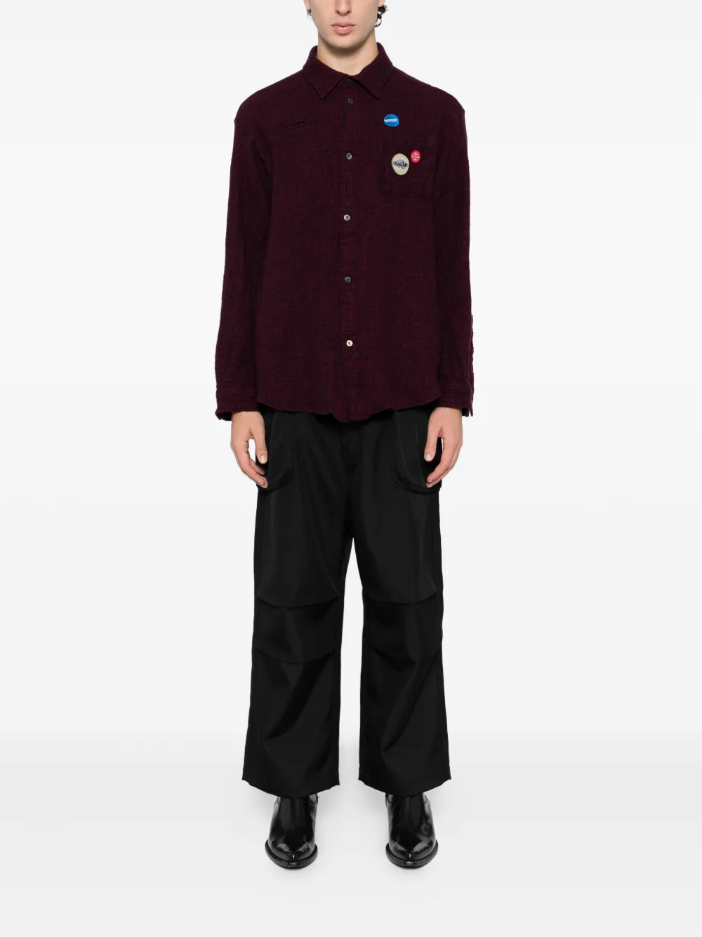 Undercover Overhemd met geborduurd logo - Rood
