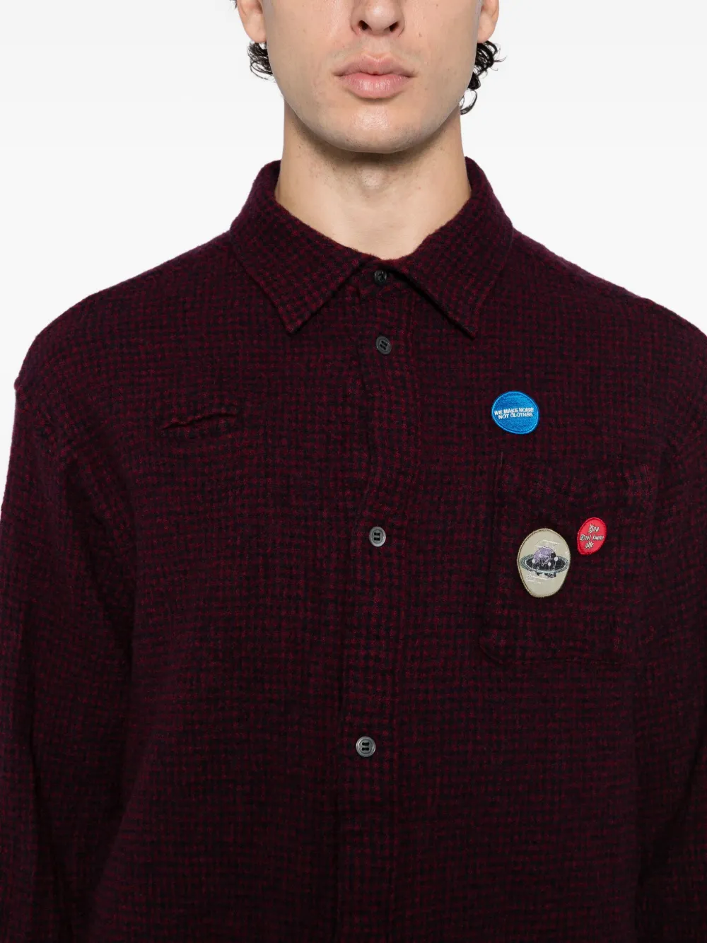 Undercover Overhemd met geborduurd logo Rood