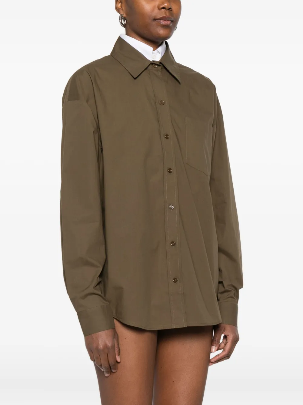 The Frankie Shop Button-down Chest-pocket Shirt In Green