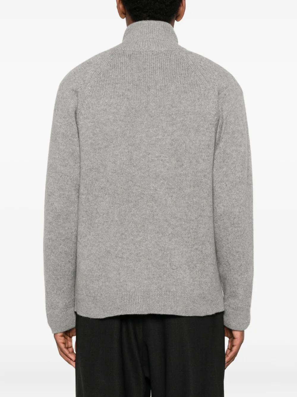 Plan C High-neck Zip-front Cardigan In Gray