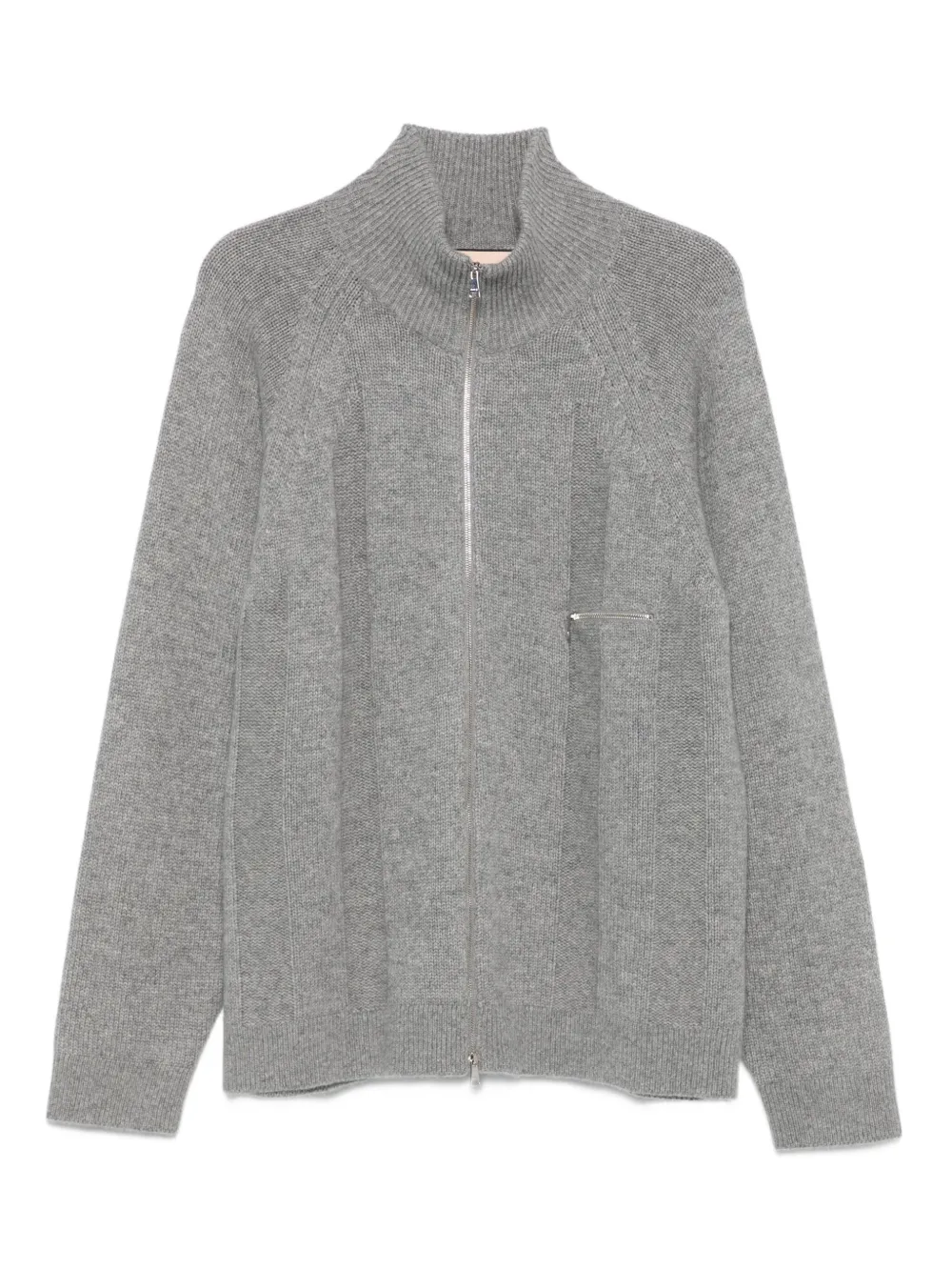 Plan C high-neck zip-front cardigan | Grey | Image 1