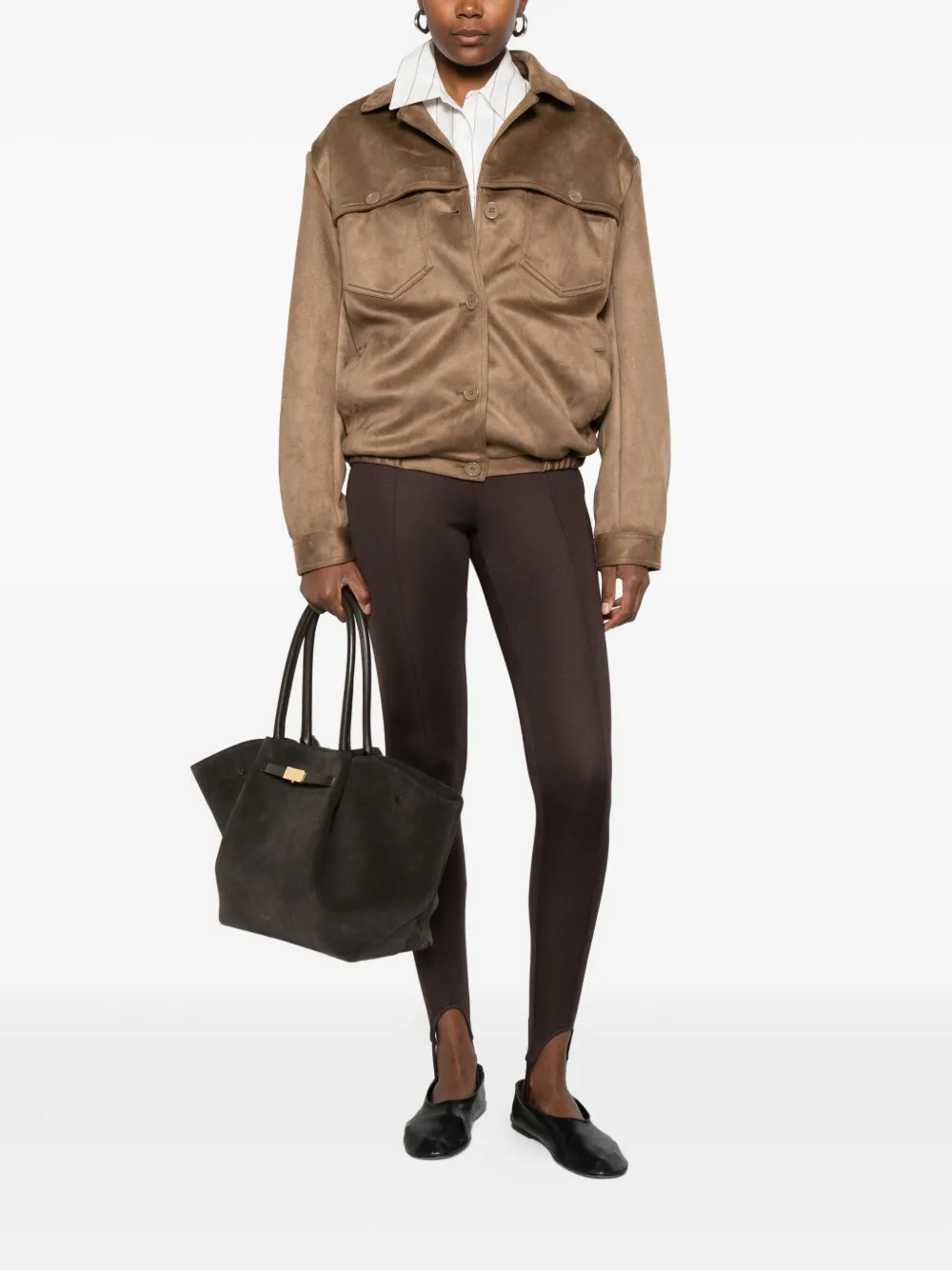 The Frankie Shop Hester Button-fastening Pocket Jacket In Brown