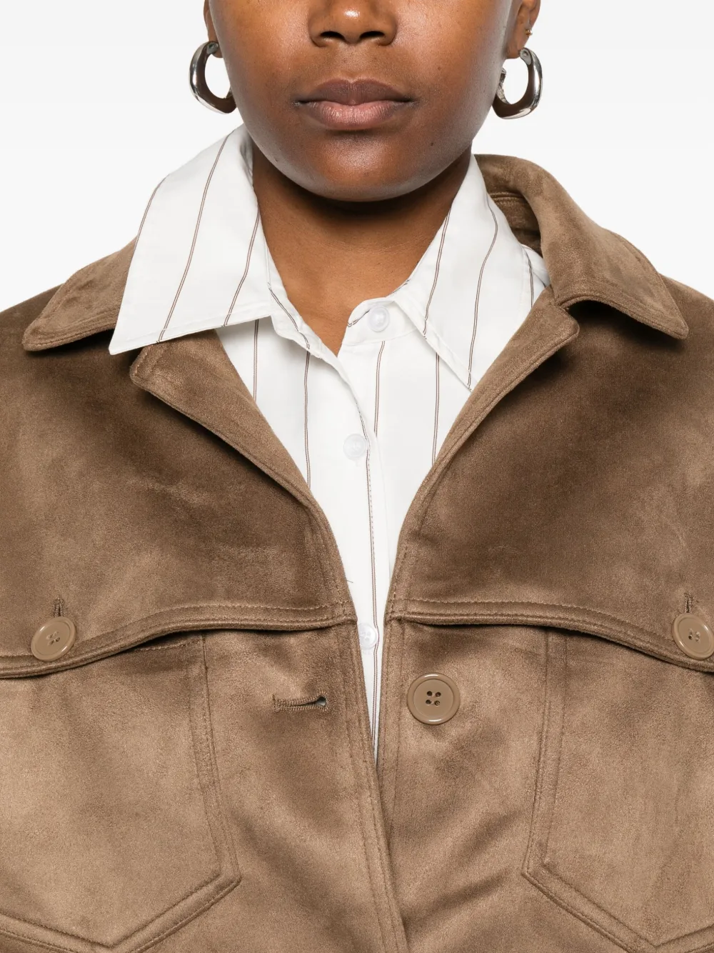 The Frankie Shop Hester Button-fastening Pocket Jacket In Brown