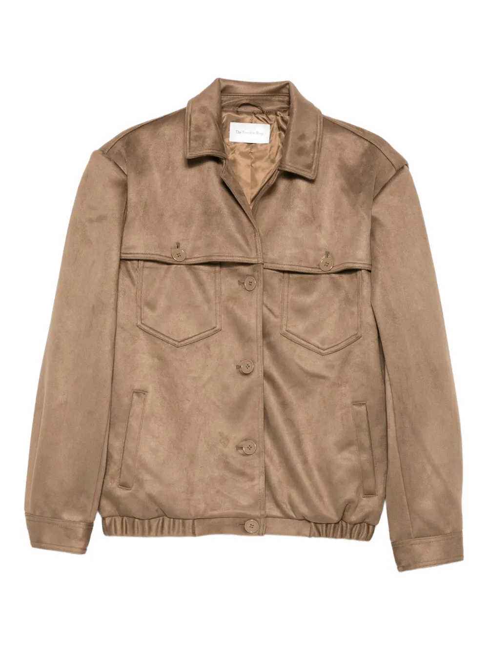 The Frankie Shop Hester Button-fastening Pocket Jacket In Brown