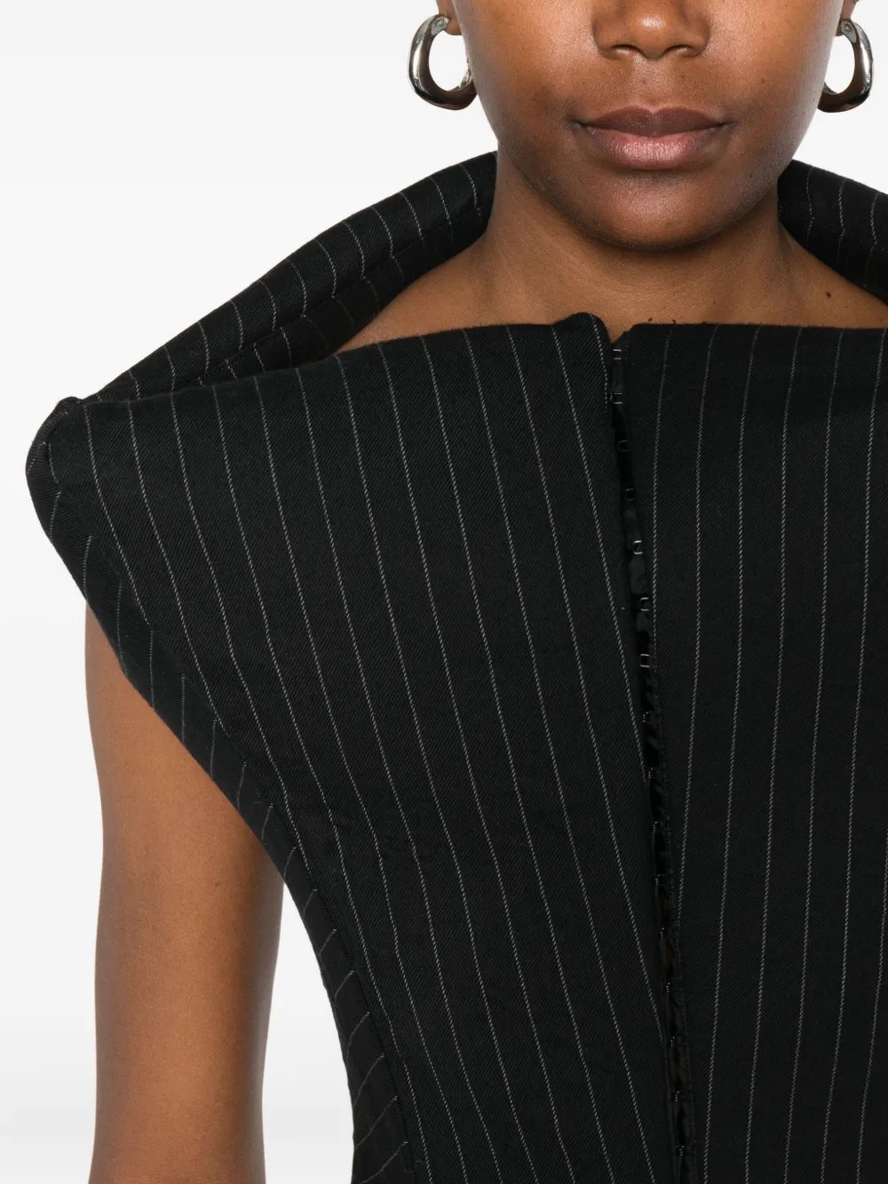 Duran Lantink Pinstripe Cropped Top In Black