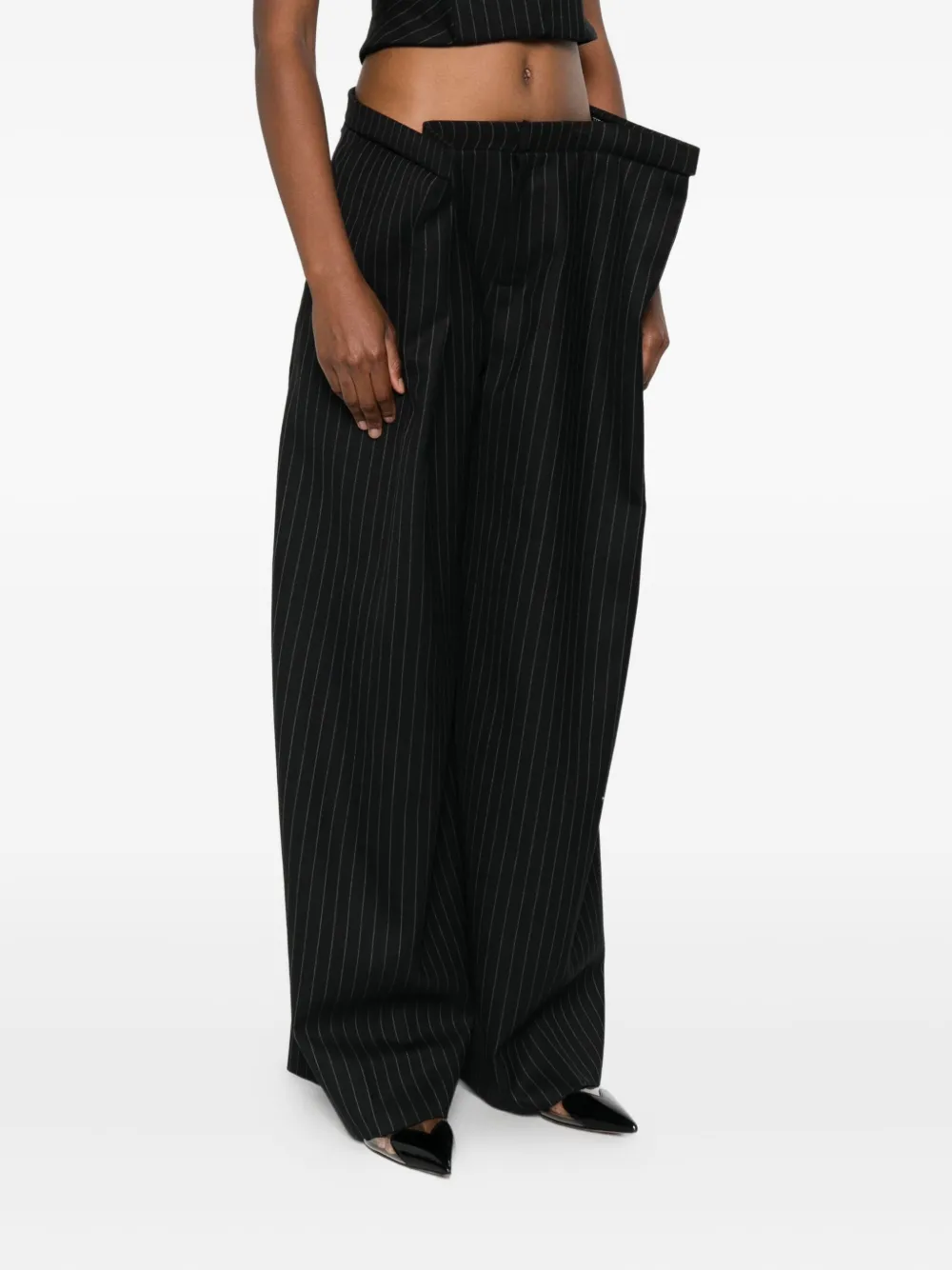 Duran Lantink Pinstripe Trousers In Black