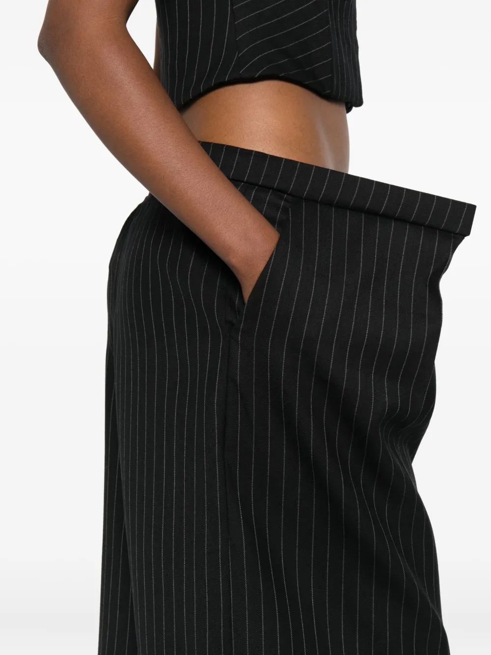Duran Lantink Pinstripe Trousers In Black