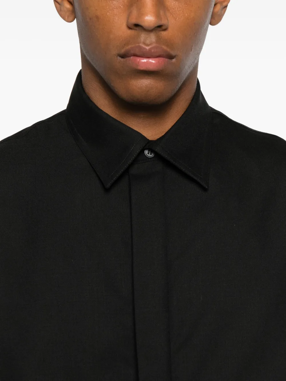 Plan C Panelled Long-sleeve Shirt In Black