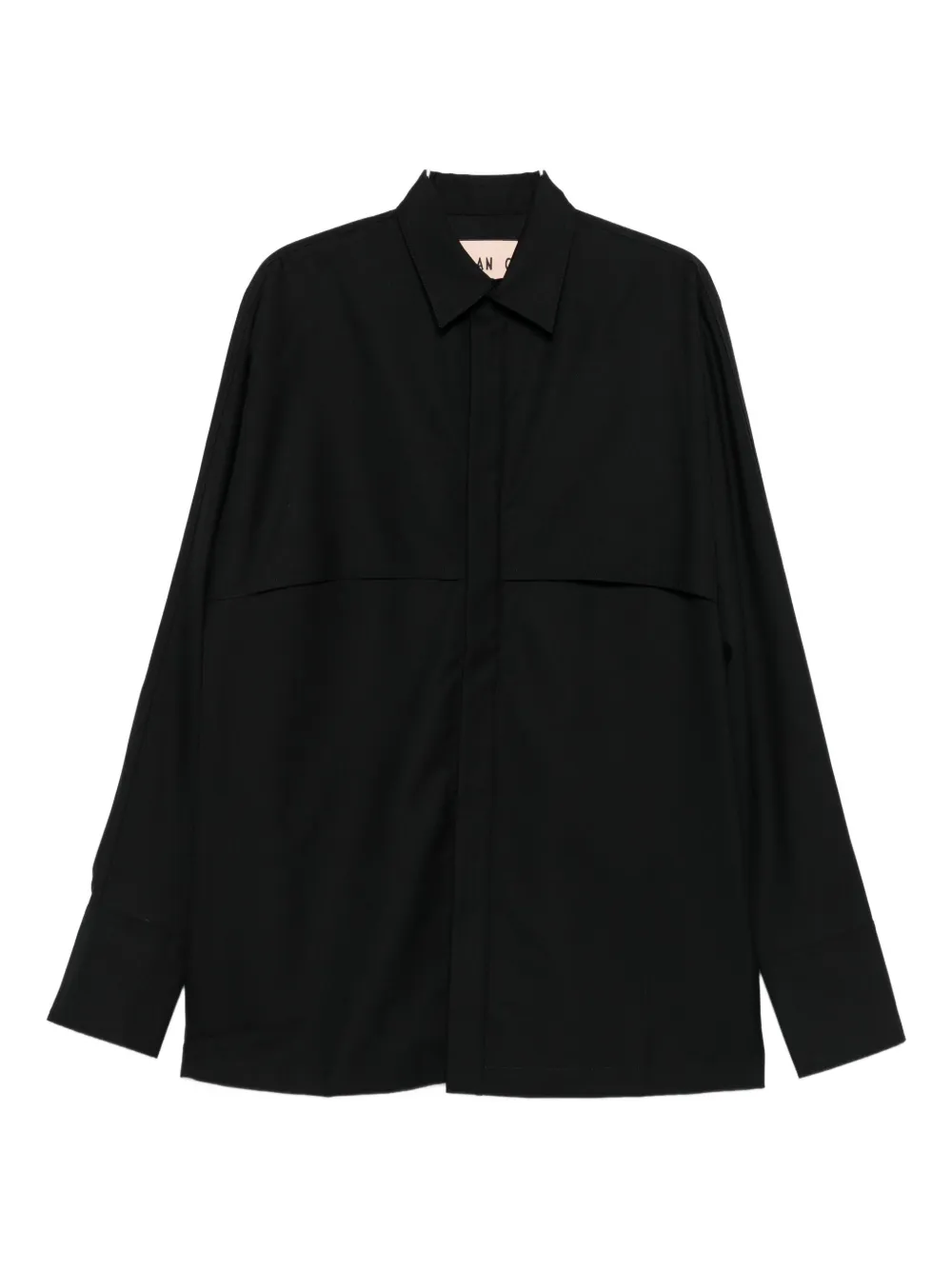 Plan C Panelled Long-sleeve Shirt In Black