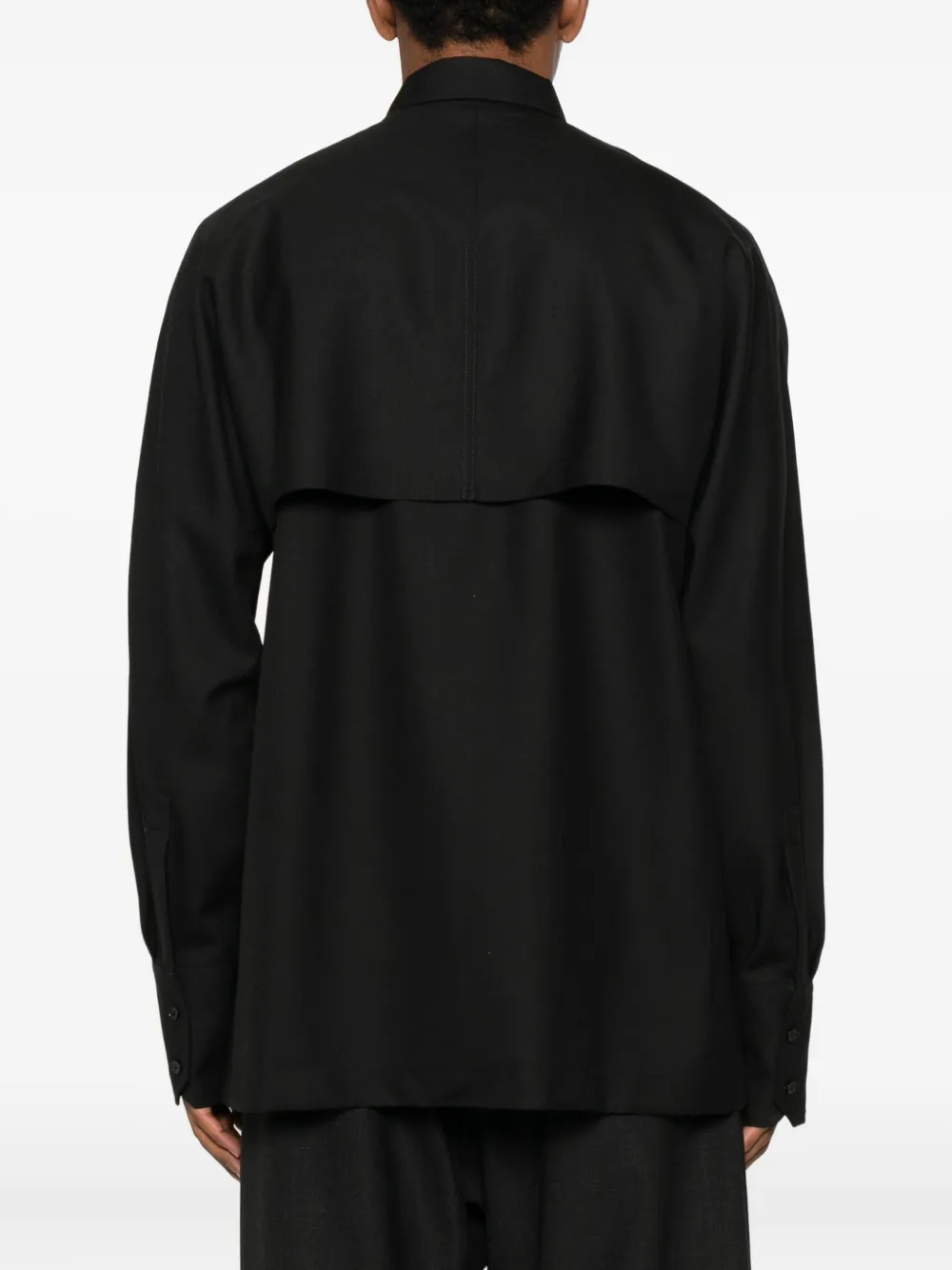Plan C Panelled Long-sleeve Shirt In Black