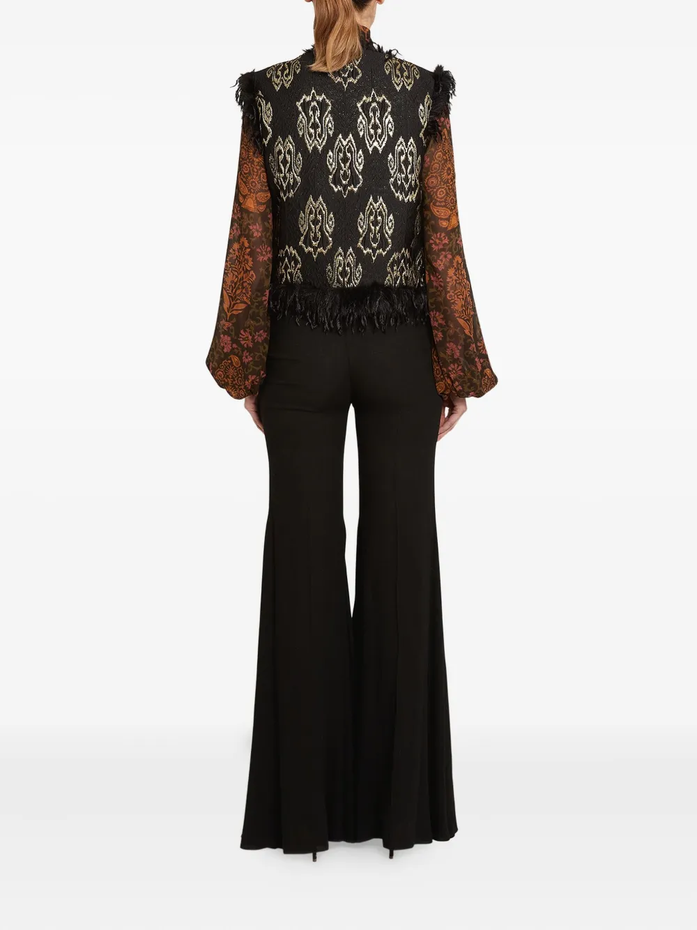 Giambattista Valli Gilet met jacquard en franje Zwart