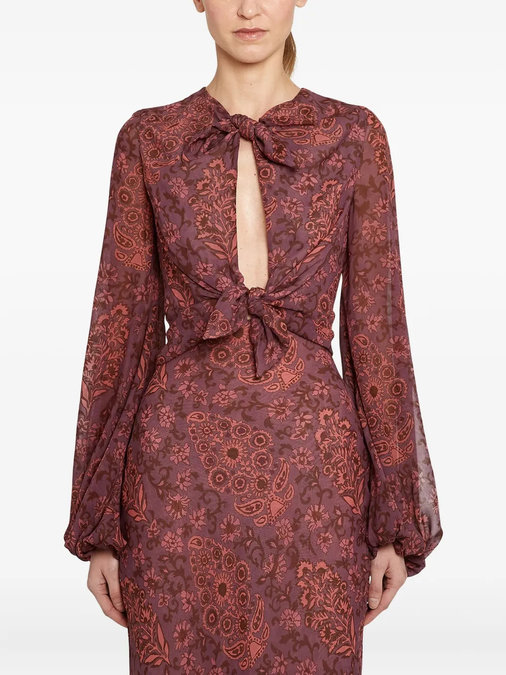 Giambattista Valli Paisley-print Tie-front Maxi Dress In Red