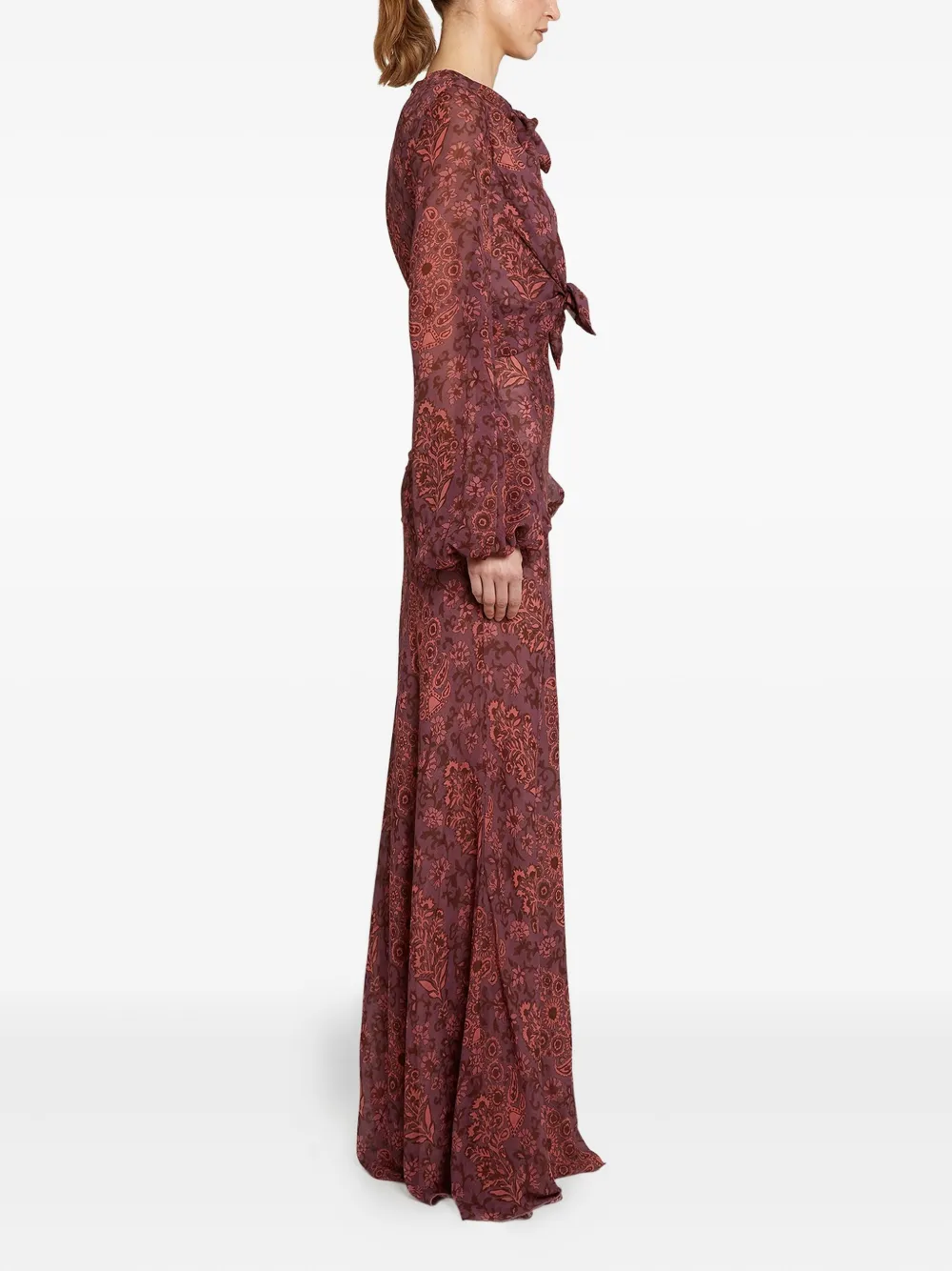 Giambattista Valli Paisley-print Tie-front Maxi Dress In Red